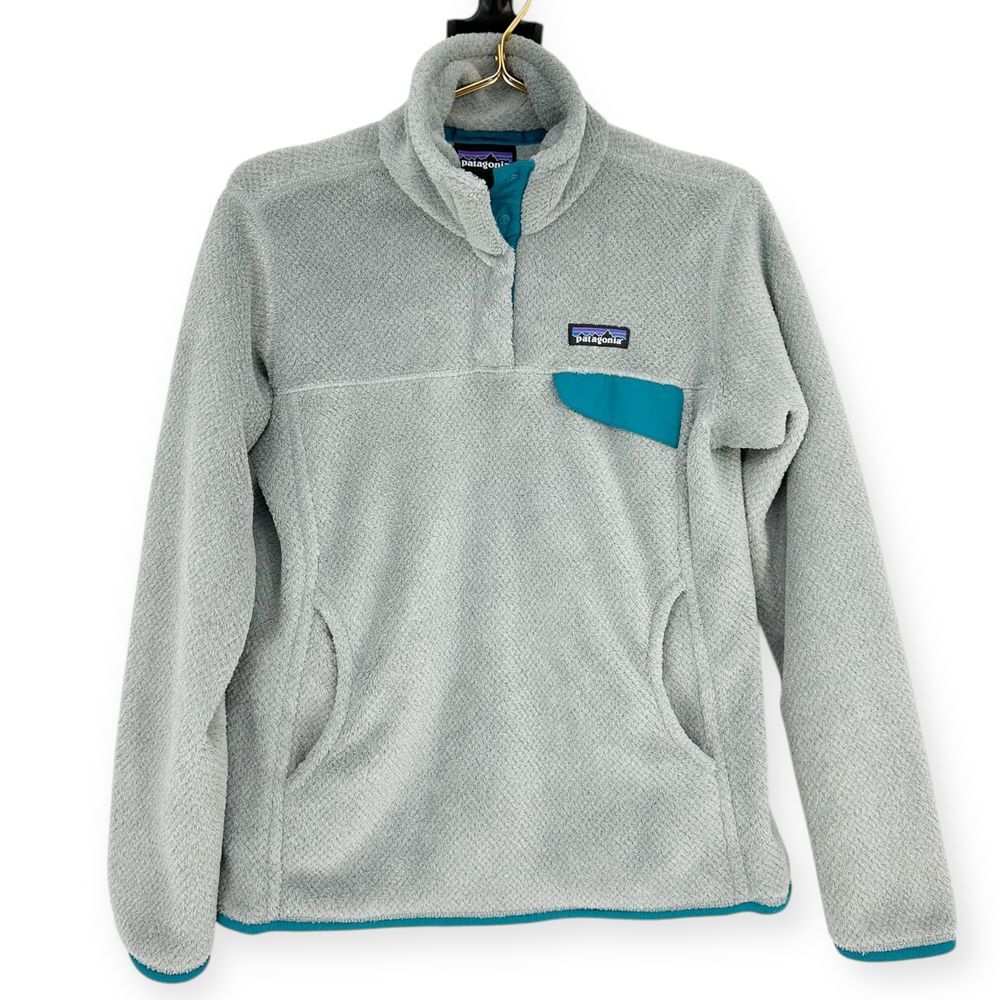 Patagonia EUC Women's Re-Tool Snap-T Pullover Silver‎ and Turquoise size M